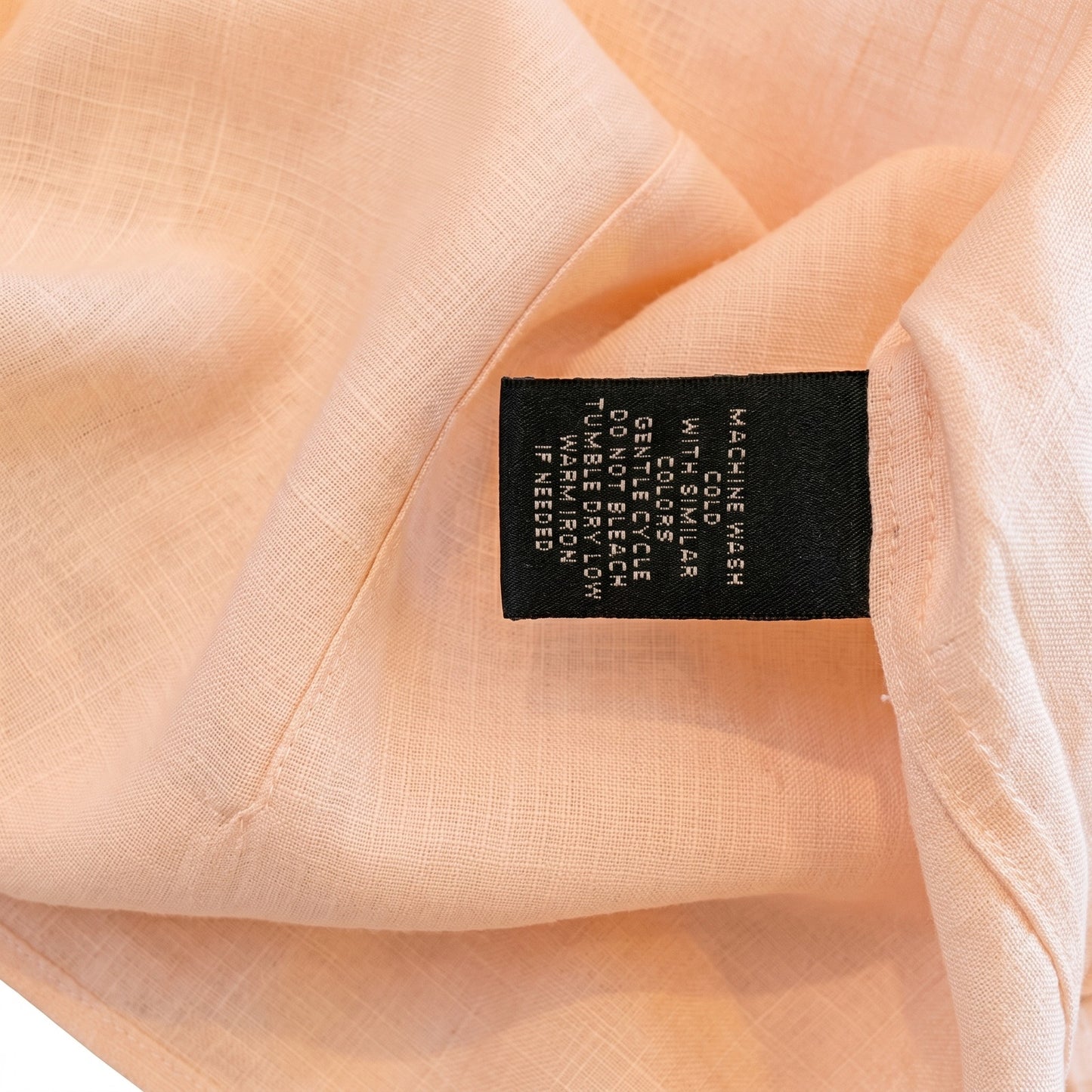 100% Linen Lauren Ralph Lauren M Blush Peach Ruffle-Front Shirt