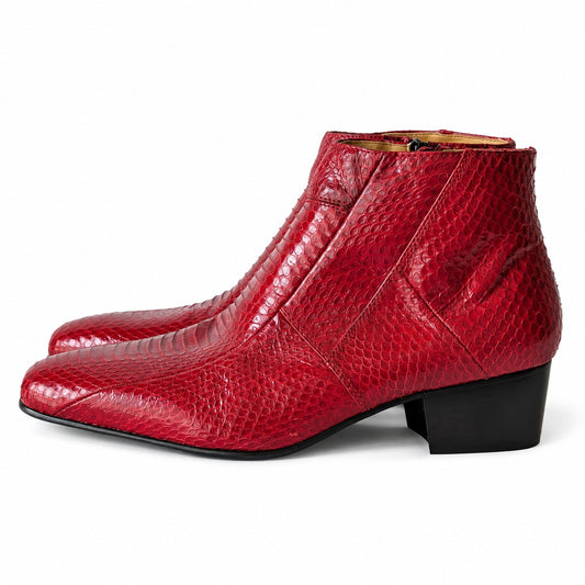 Giorgio Brutini Genuine Snakeskin Chelsea Ankle Boots Men's 8M Red Vintage NEW