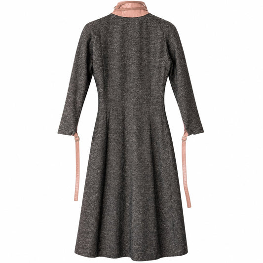 VTG Archival Gilles Rosier Deconstructed Tweed Leather Bandage Slit Dress