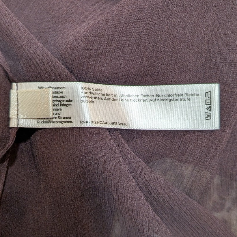 NWT Eileen Fisher 100% Silk Sheer Crinkle Chiffon Long Duster Jacket, Plum, Size M