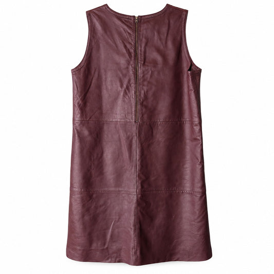 NWT Stefanel Lamb Leather Suede Dress US 6 Burgundy