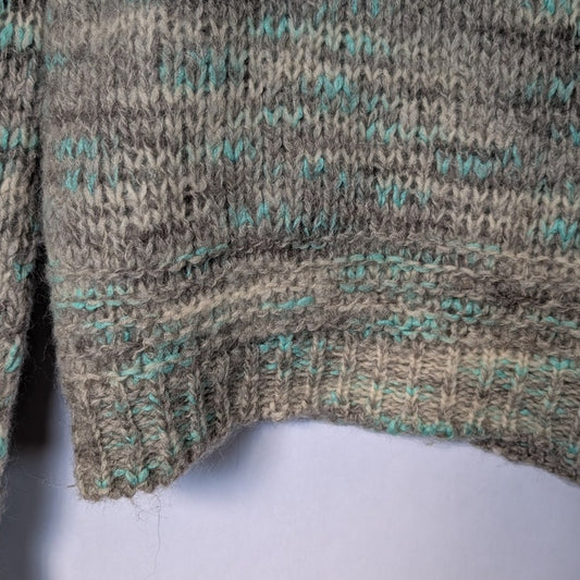 Theory Wool Alpaca Blend Space Dye Crew Neck Sweater, Gray Mint, Size S/P