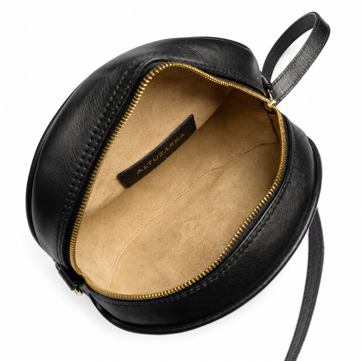Altuzarra Medallion Coin Crossbody Bag Black Genuine Leather Embossed Logo