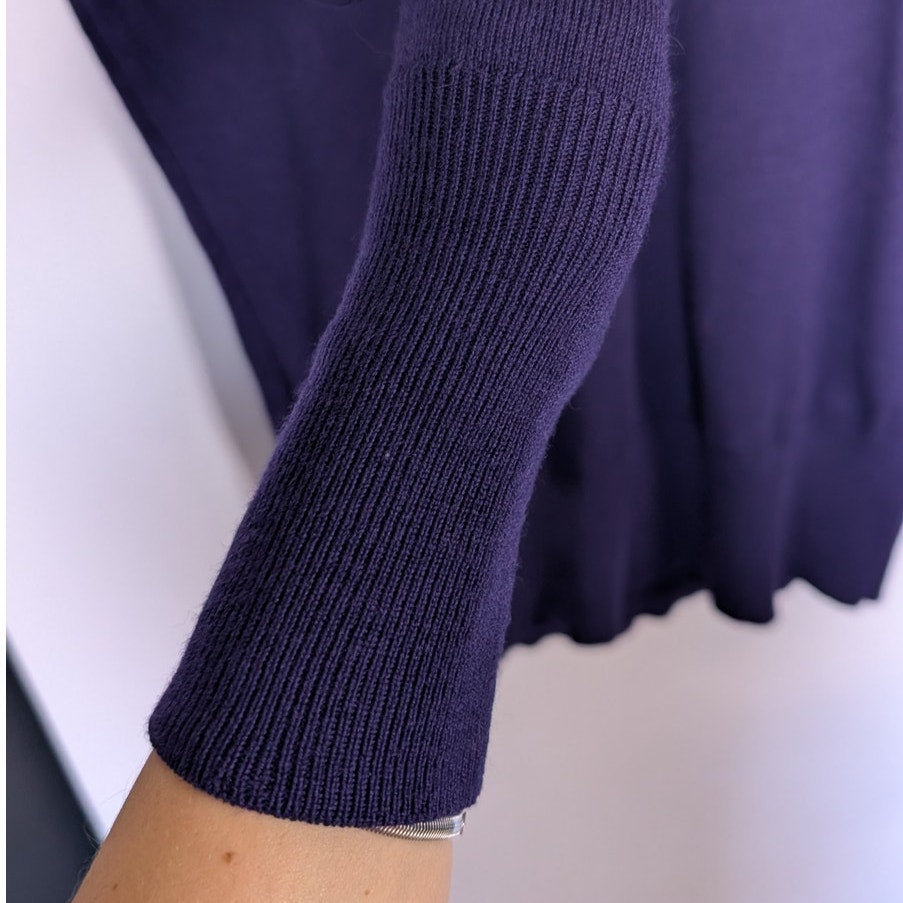 Banana Republic 100% Extra Fine Merino Wool V-Neck Sweater, Purple, Size S