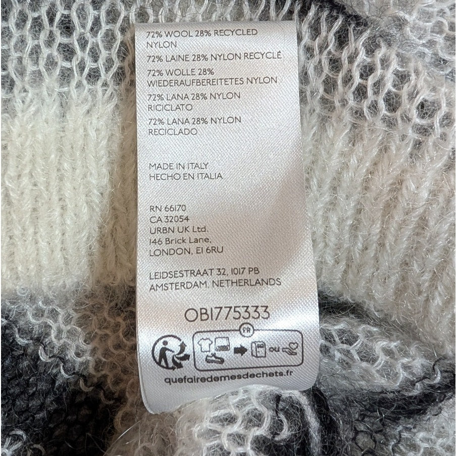 Maeve Anthropologie Black and White Striped Open Knit Wool Blend Sweater, Size S