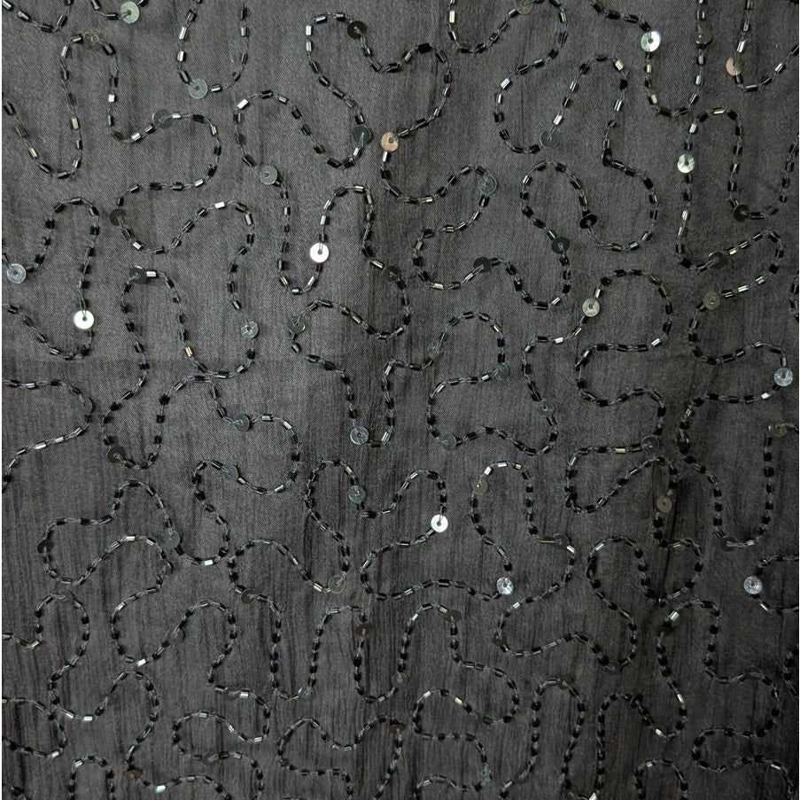 100% Silk Embellished Cocktail Evening Dress JMD New York Black Silk Beaded Midi Dress Size L