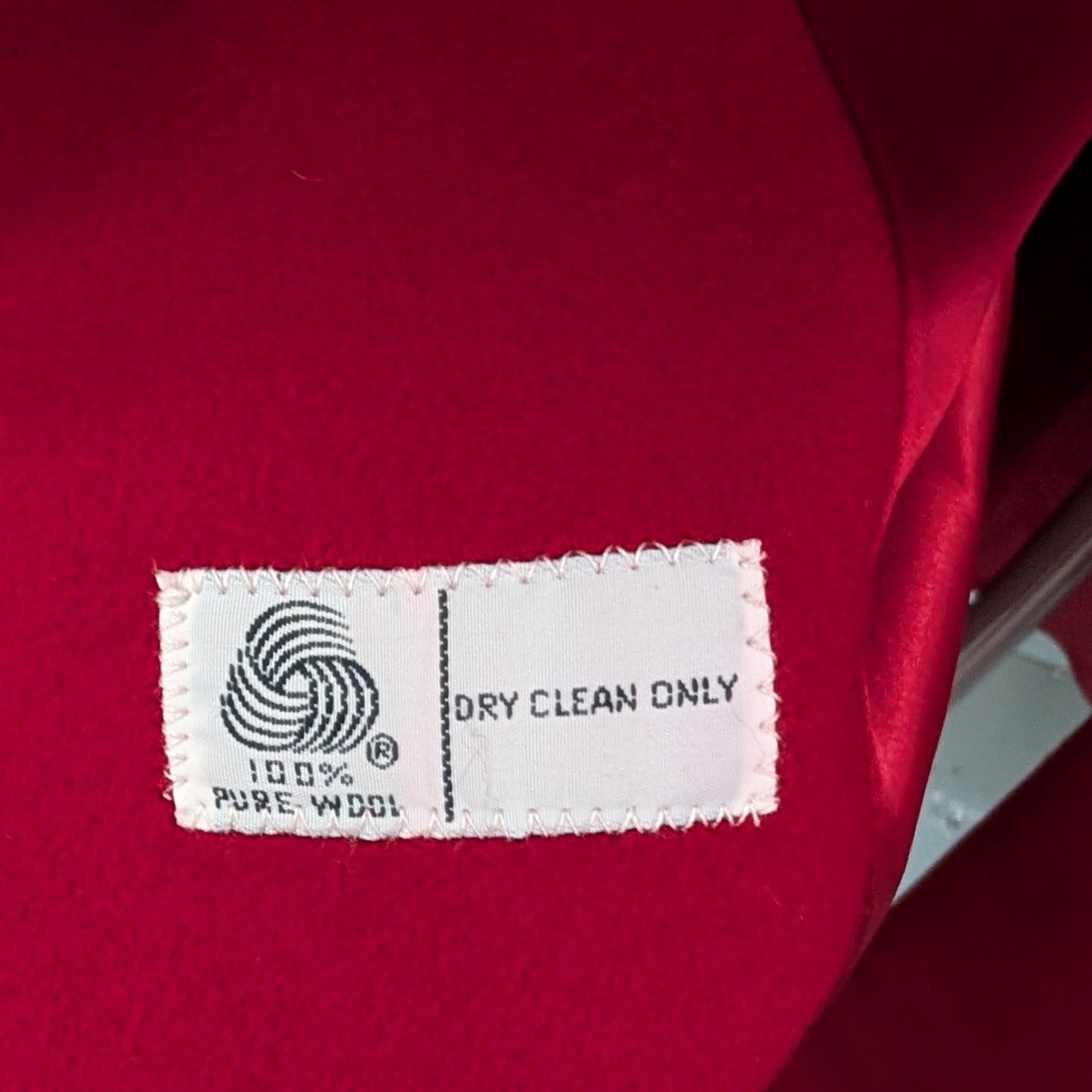 Vintage Raspberry Red Wool Double-Breasted Coat with Black Velvet Collar