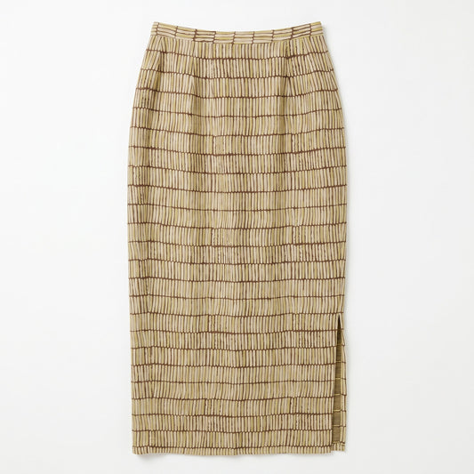 100% Silk Chartreuse Abstract Print Pencil Skirt Ann Taylor | Size 4