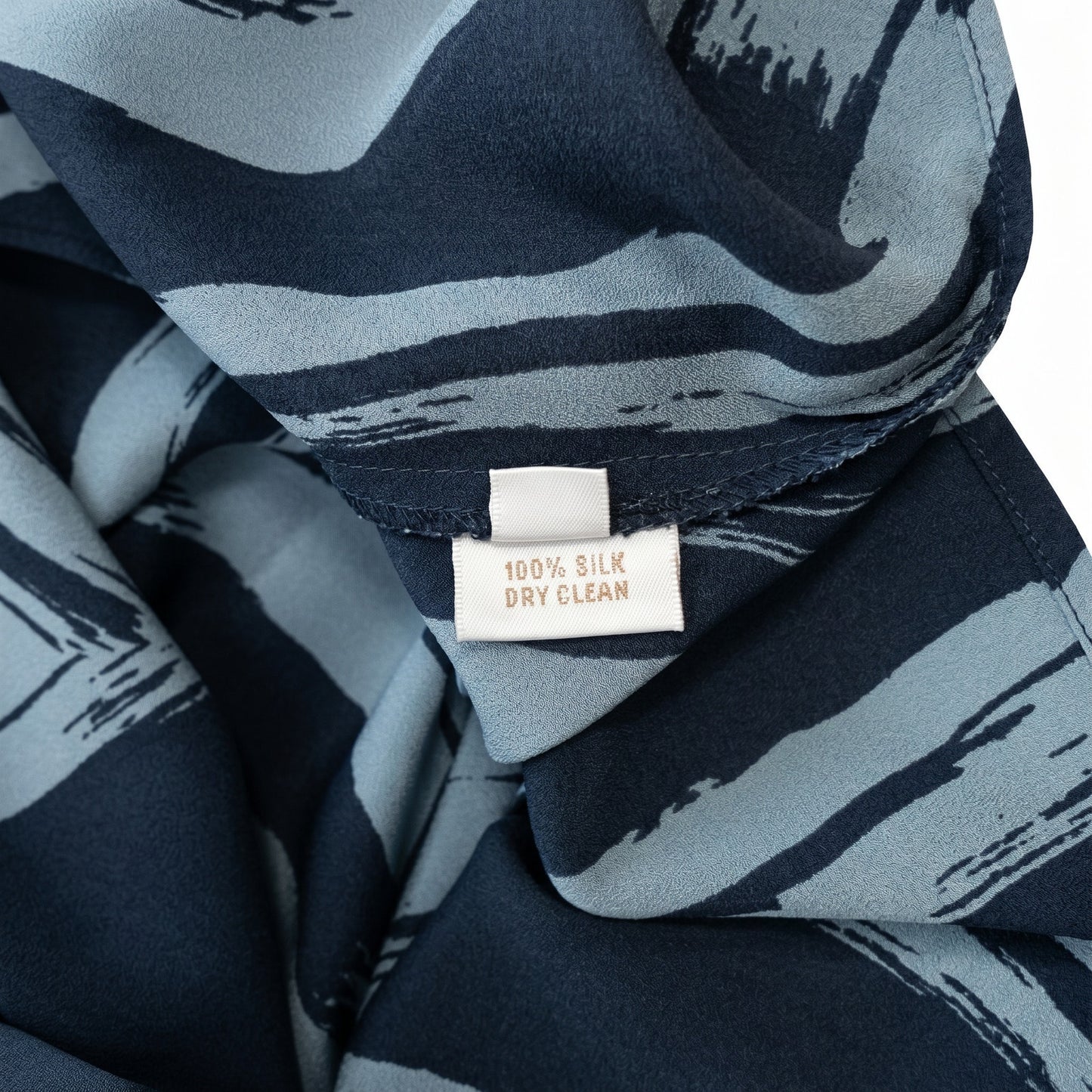 100% Silk Tucker by Gaby Basora Abstract Brushstroke Midi Dress