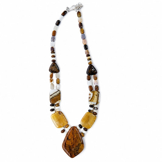 Jay King Natural Chalcedony Statement Necklace Sterling Silver 20" + Extender