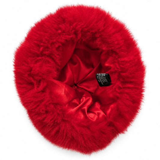 Peruvian 100% Alpaca Fur Hat Red Made in Peru Vintage