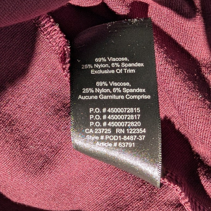 Babaton Aritzia Burgundy Cap Sleeve Sheath Dress Stretch Back Zip Size 4