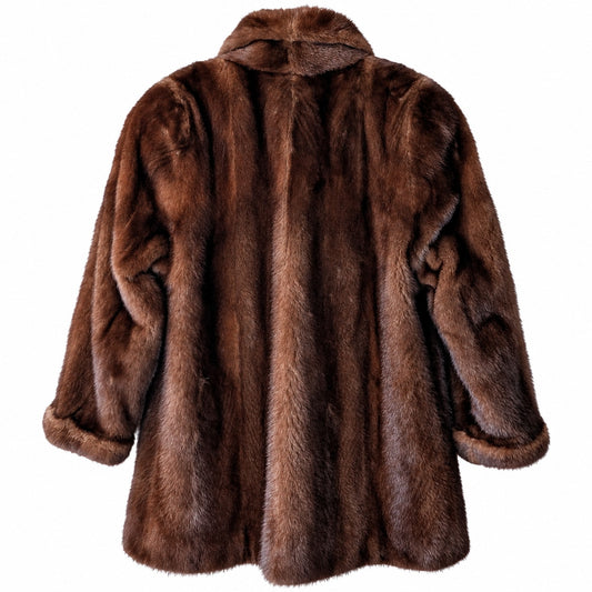 Vintage The Evans Genuine Mink Fur Jacket Brown Notched Collar Mid Length