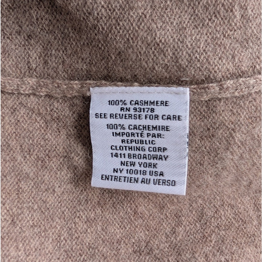 Magaschoni 100% Cashmere Mock Neck Sweater Dress, Taupe Beige, Size XL