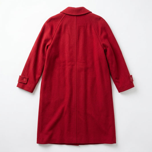 Karen 100% Wool Coat Double-Breasted Red Coat Relaxed Fit