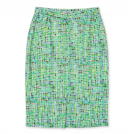 100% Silk Adriana Papell Mosaic Tile Print Pencil Skirt 6P