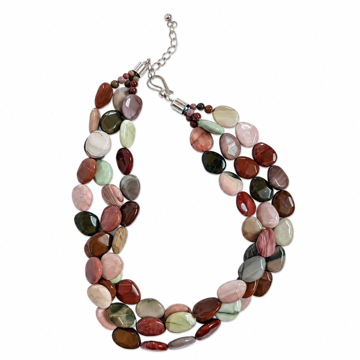 Jay King Multi-Color Jasper Statement Necklace 925 Sterling Silver 19.5"