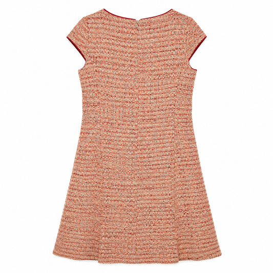 Italian Tweed Tan Terracotta A-Line Dress Max Mara | Metallic Thread | US 6