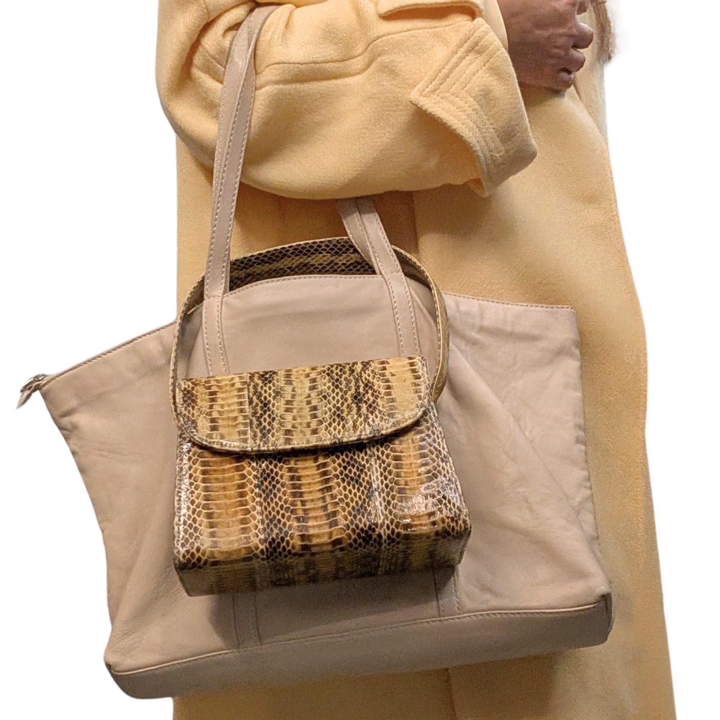 100% Genuine Snakeskin Susan Gail Hand Bag Vintage Small Handbag Natural Python Leather