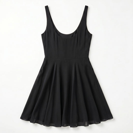 100% Silk Black Fit & Flare Skater Mini Dress Polo Ralph Lauren | Size 4