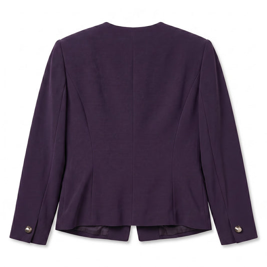 100% Wool Purple Structured Collarless Blazer Dana Buchman | 4P