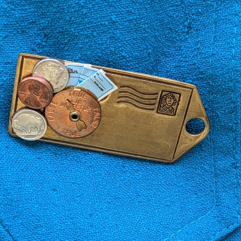 Vintage Naturelle George Georgiou Teal 100% Silk Jacket Brooch Made Cyprus L