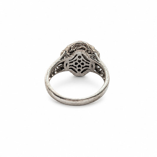 925 Sterling Silver Blue Statement Ring Size 5.5 Vintage Style Cocktail Ring