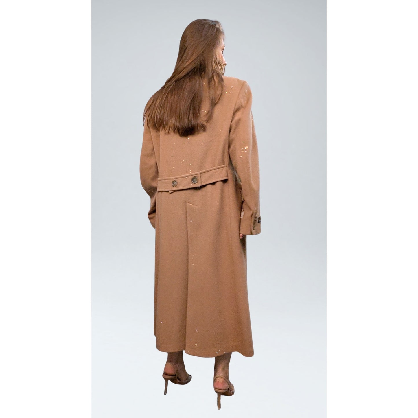 Tempo Europe by London Fog Camel Wool Coat with Austrian Crystal Embellishment