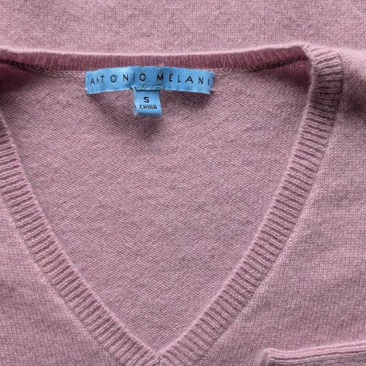 Antonio Melani 100% Cashmere V-Neck Tunic Sweater, Mauve Pink, Size S