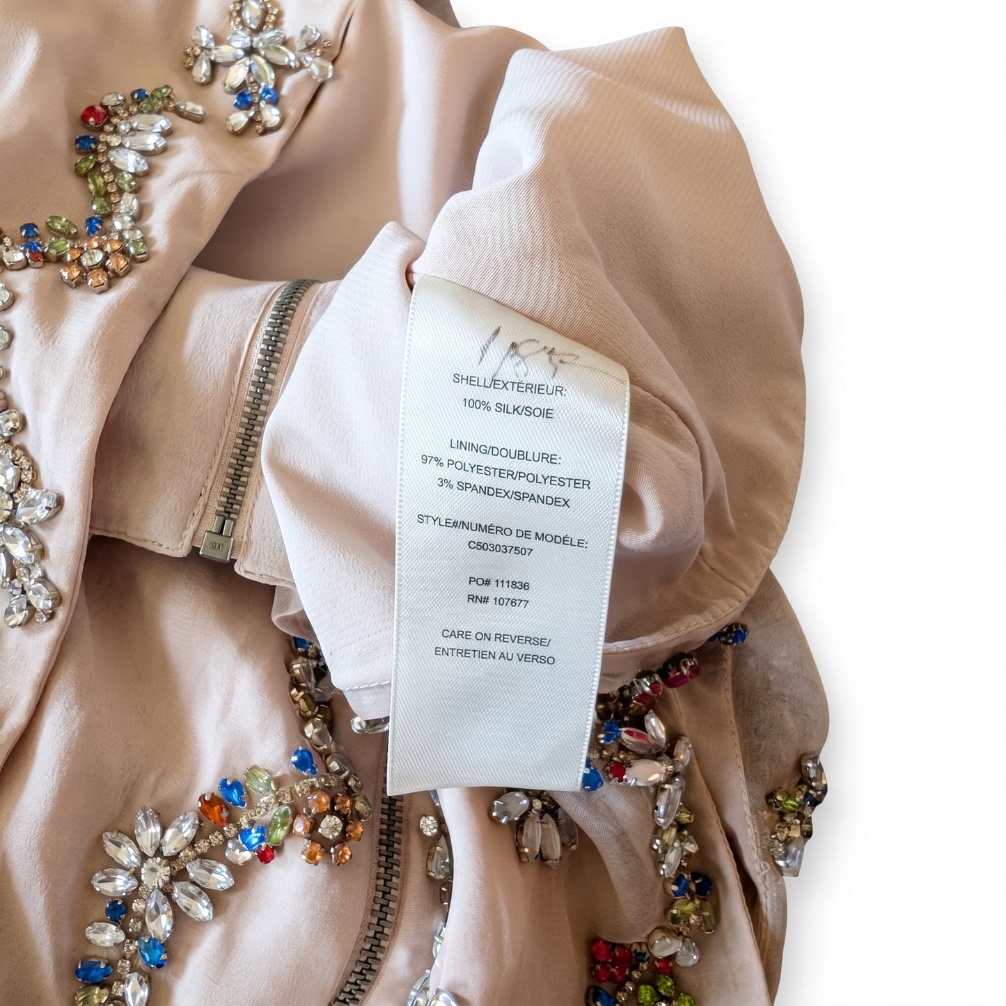 100% silk Jeweled Beaded Nude Crop Top | Multicolor Rhinestone Embellishment