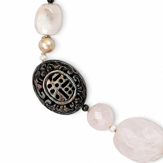 Silpada Peyote Bird Rose Quartz Gemstone Necklace N1819 Sterling Silver