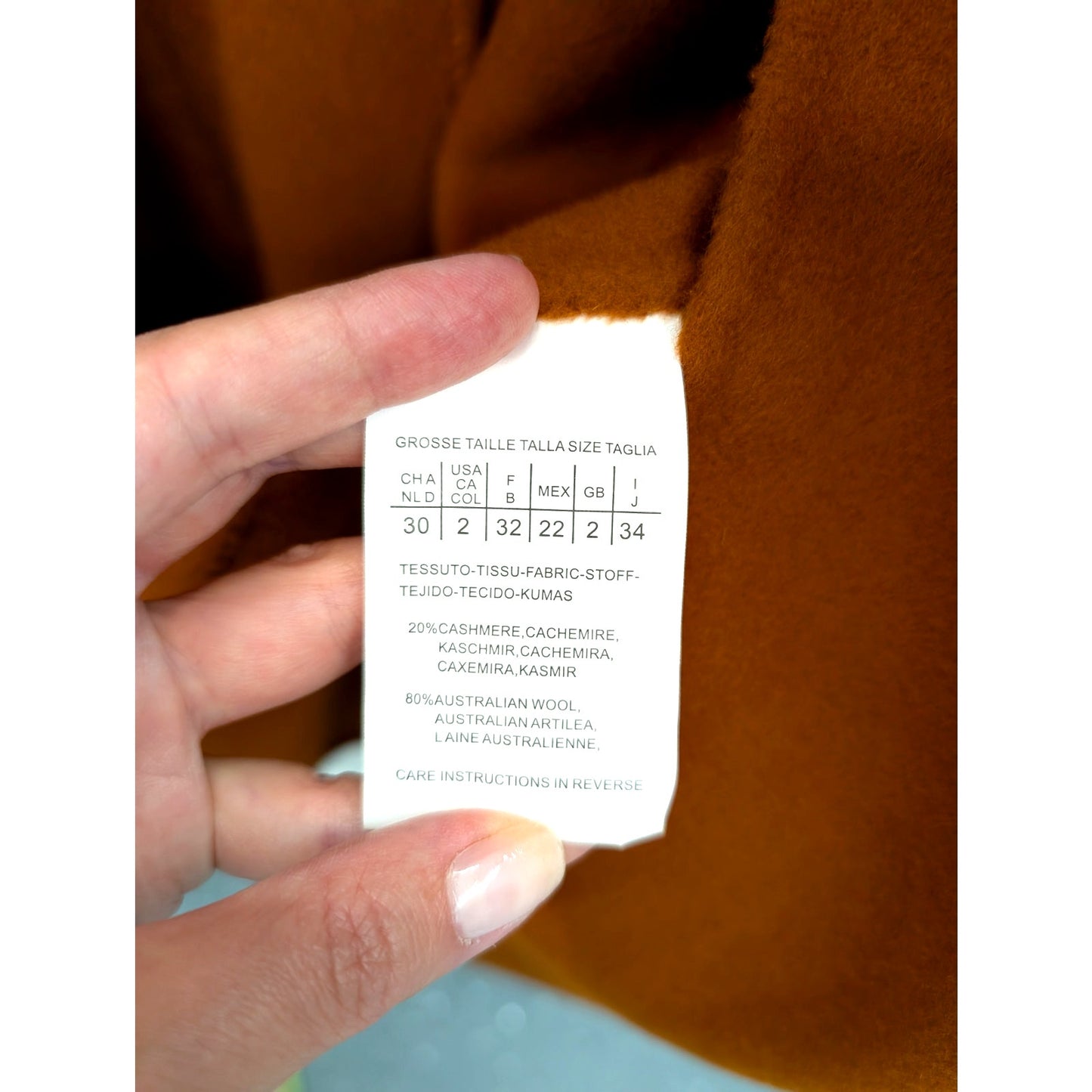 Burnt Orange Cashmere Wool Wrap Coat Double-Faced NWT