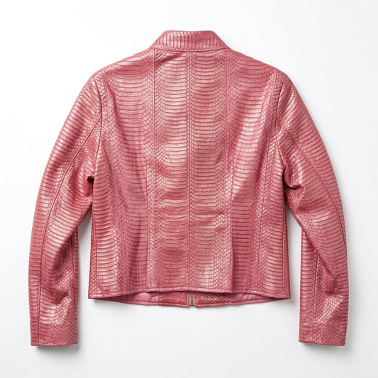 Biern Pearlescent Pink 100% Genuine Python Moto Style Jacket