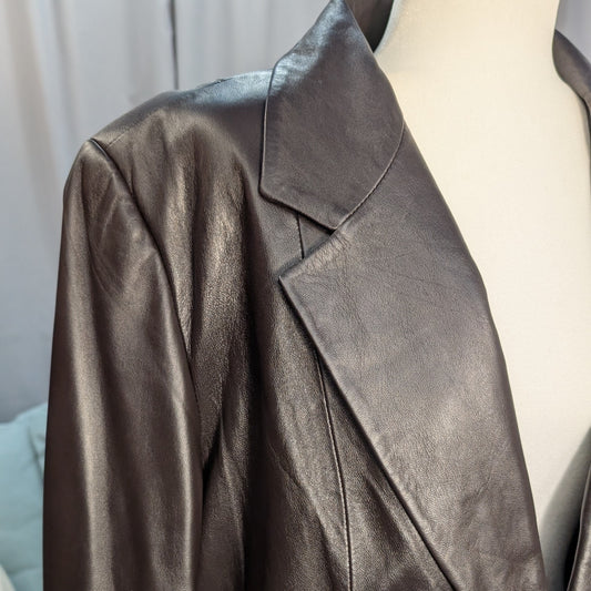 Coffee Brown Leather Blazer