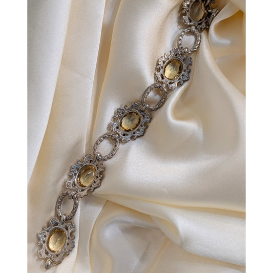 Vintage Natural Citrine Bracelet in 850 Silver