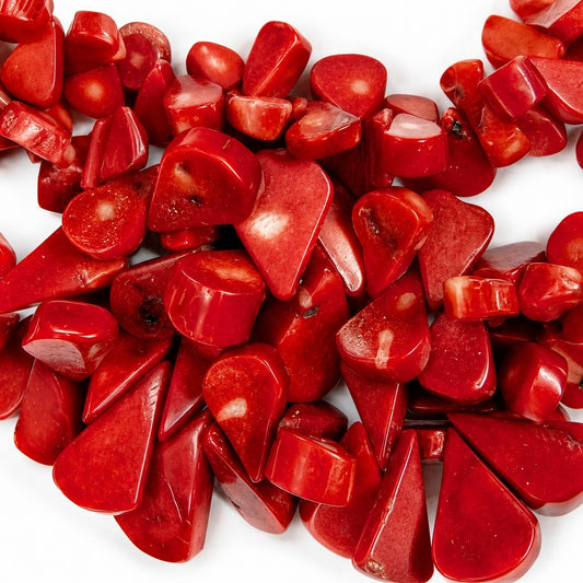 Red Coral Chip Statement Necklace Vintage 16" + 3" Extender