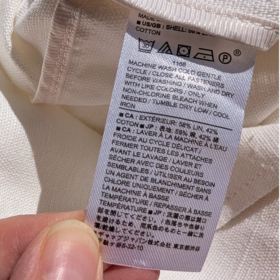 Banana Republic Ivory Linen Cotton Trench Coat Belted Double Breasted S NWT