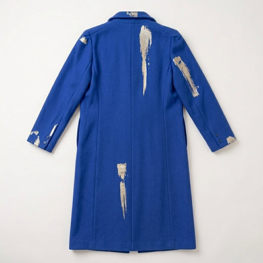 Silver Brush Strokes Minimalist Long Coat