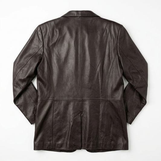 100% Genuine Leather Coffee Brown Blazer Denim & Co | XL
