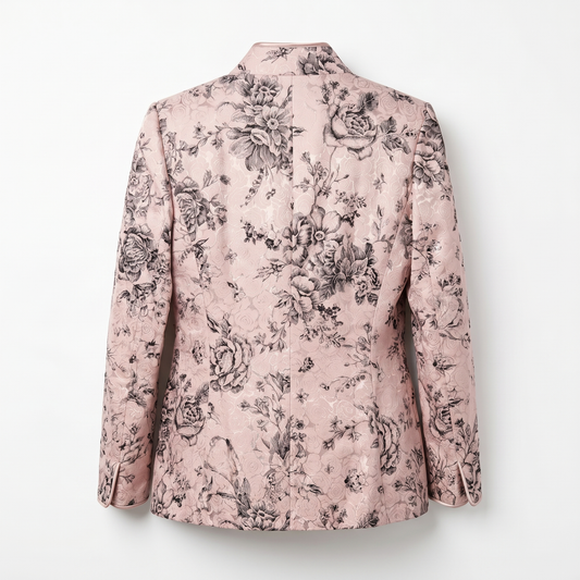 NWT Silk Cotton Pearly Pink Floral Blazer Linda Allard Ellen Tracy | 8