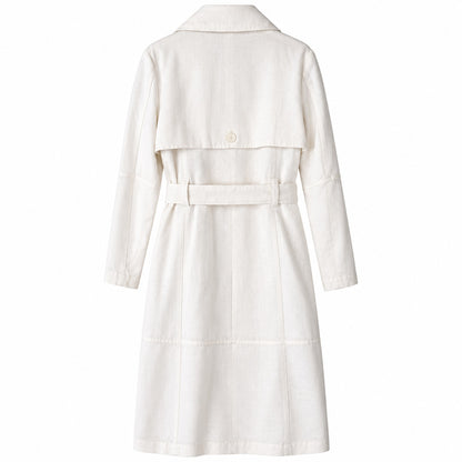 Banana Republic Ivory Linen Cotton Trench Coat Belted Double Breasted S NWT