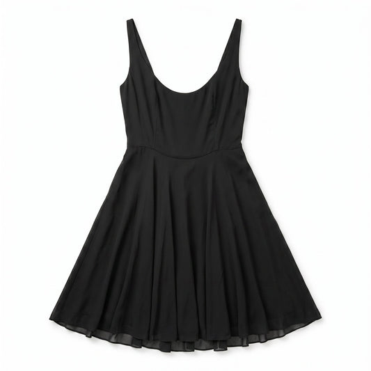 100% Silk Black Fit & Flare Skater Mini Dress Polo Ralph Lauren | Size 4