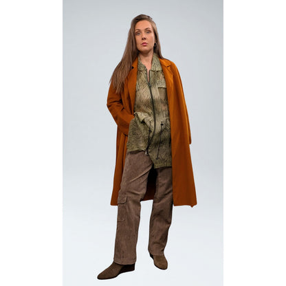 Burnt Orange Cashmere Wool Wrap Coat Double-Faced NWT