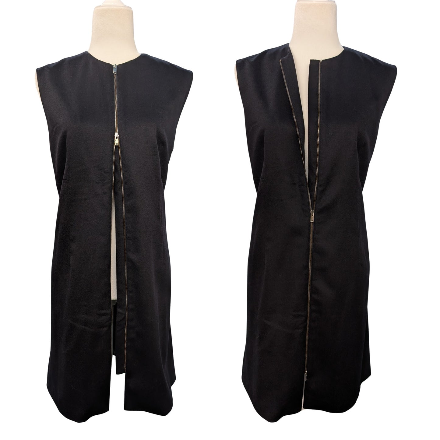 Midnight Blue Wool Cashmere Vest Dress Two-Way