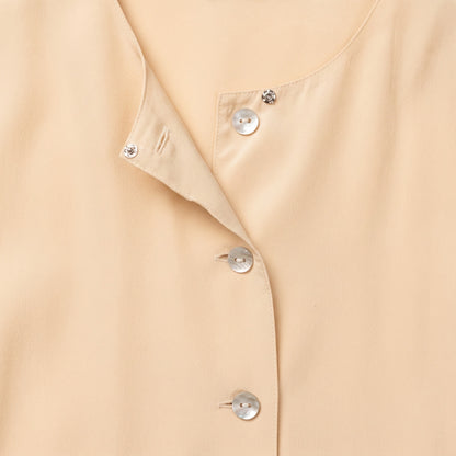 100% Barrie Pace Butter Yellow Button Front Blouse Size 4/6