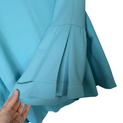 NWT Per Se Teal Double-Breasted Cropped Jacket | Cowl Neck | Bell Sleeves | 98% Wool