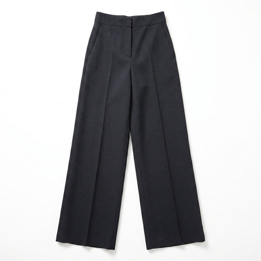 NWT 96% Wool Max Mara Cervo Navy Wide Leg Trousers Size US4