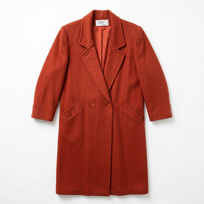 100% Wool Terracotta Orange Coat Billi | Vintage | L