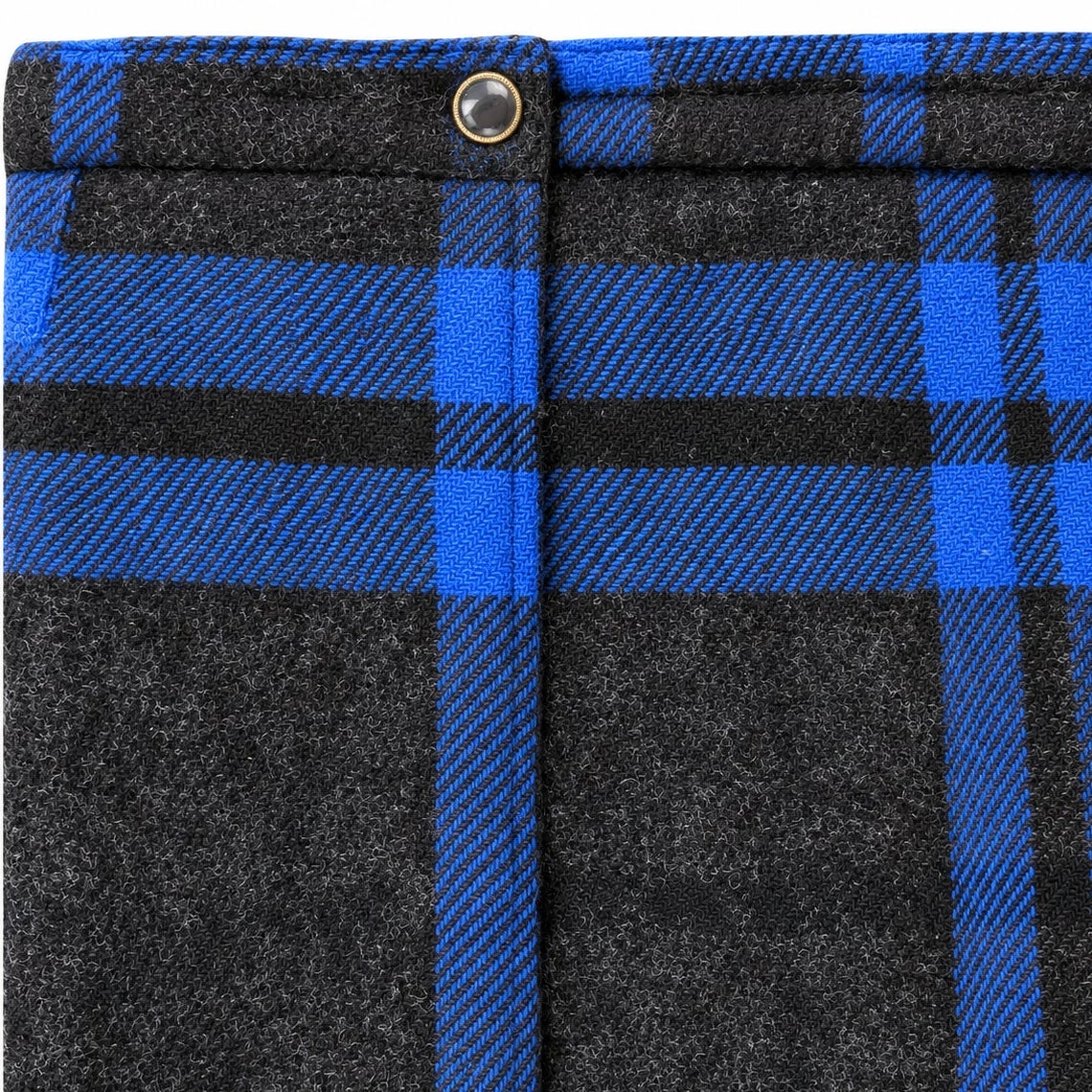 Vintage Personal Petites Blue Gray Plaid Wool Pleated Skirt Made in USA 8P