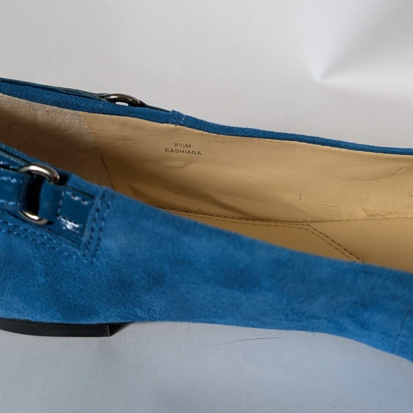 NWT 100% Genuine Leather Enzo Angiolini Eashiana Blue Suede Ballet Flats Size 8.5 M